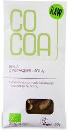 Tabliczka biała z pistacjami i solą Bio 50 g - Cocoa