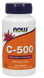 NOW FOODS Witamina C-500 with Rose Hips, 100tabl.